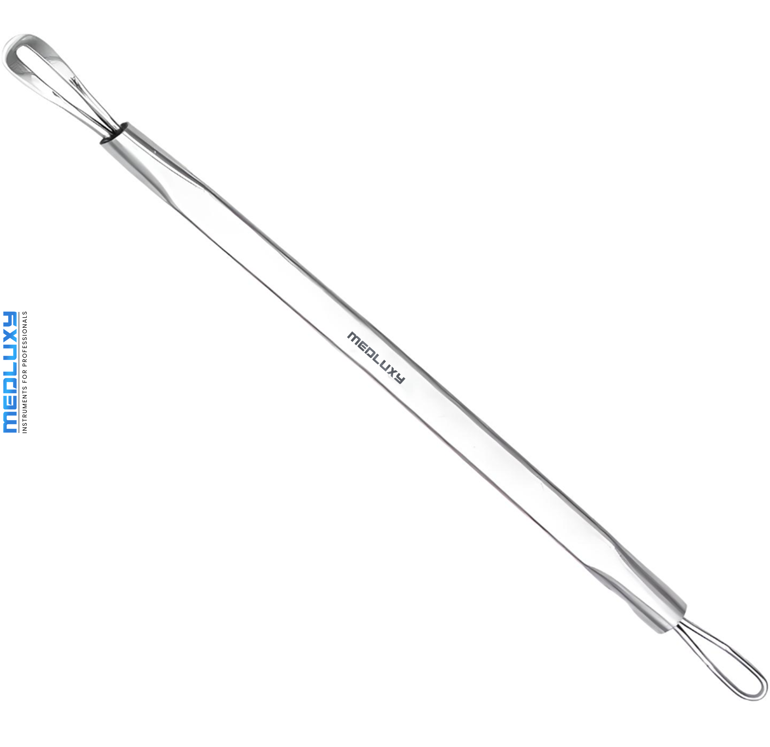 Medlxuy - Comedone extractor (blackhead remover) - Loop model - Double-sided - Wire loop and Flat spatula loop - 12 cm